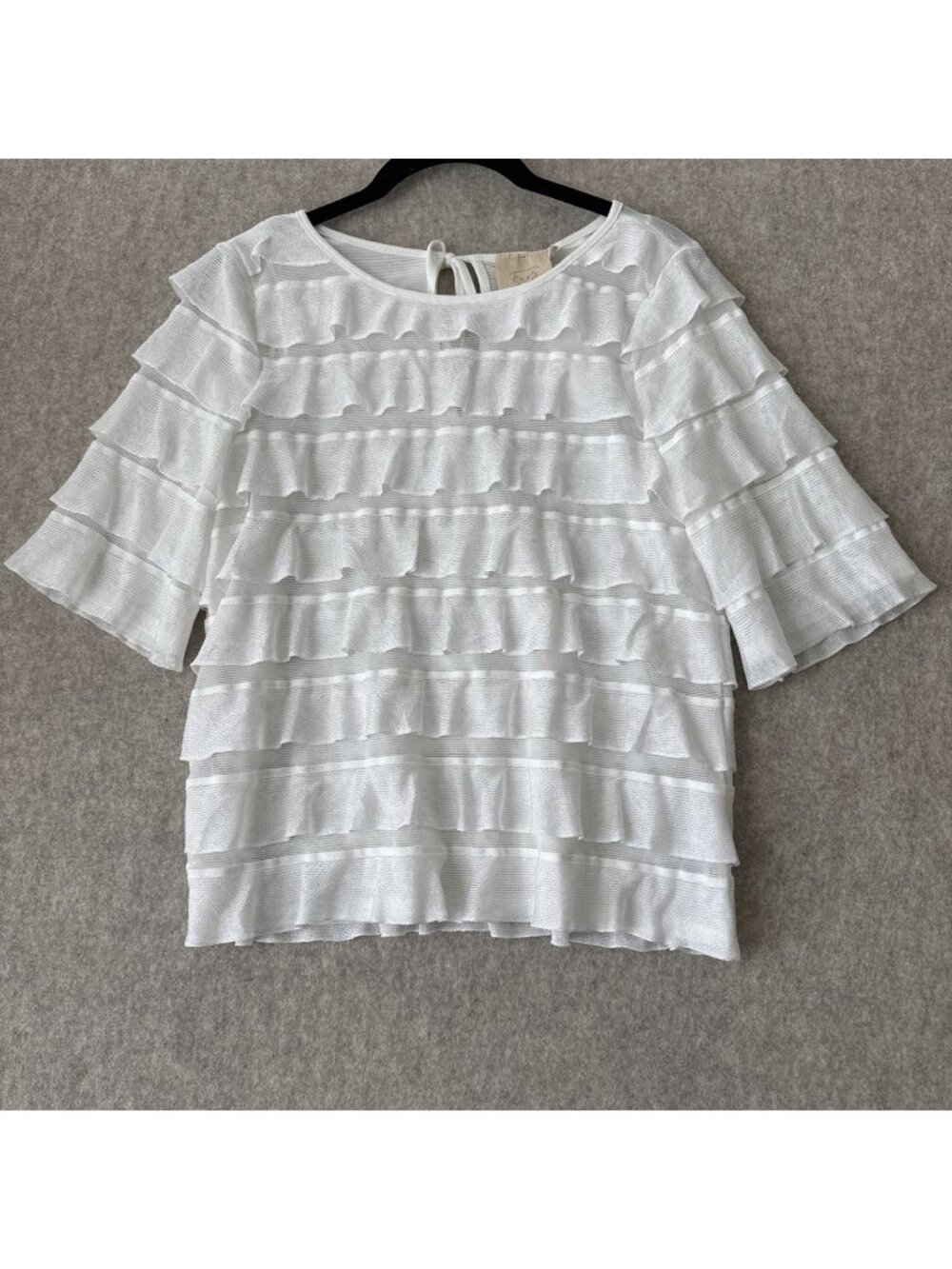 Vanessa Virginia Anthropologie Tiered Ruffle Top Womens XS White Lined NWT